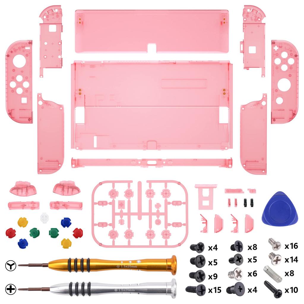 Not the Main Body eXtremeRate Switch Switch Compatible with OLED Joycon Handheld Controller Clear Material Back Plate Compatible with Switch OLED PC
