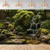 Rock Garden Waterfall Photo Backdrop, Green Natural Landscape, Party Decoration, Background, Photo Mat Banner2741