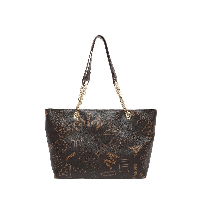 Stylish Pu Tote Bag With Letter Print Trendy Street Fashion Large Capacity For Women