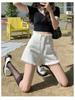 Damen Sommer High-Waist Weitbeinige Ausgefranste Jeans-Shorts - Trendige Petite A-Linie Heißhosen