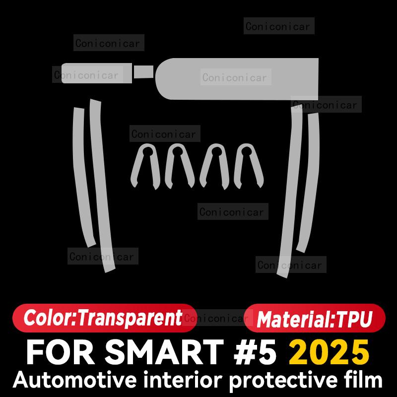 For SMART 5 2025 Car Interior Center Console Trument Dashboard Protective Cover Film Anti-scratch Sticker Accessories