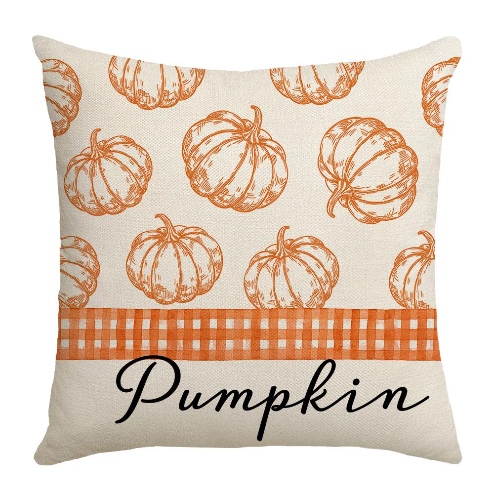 New Autumn Pumpkin Maple Leaf Fall Home Decoration Linen Printed Sofa Pillow Cover