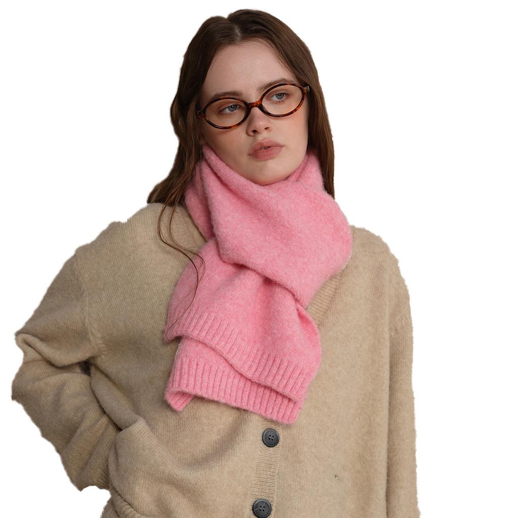 Homemade basic soft waxy premium atmosphere wool blend solid color knitted scarf women's winter wool scarf men's