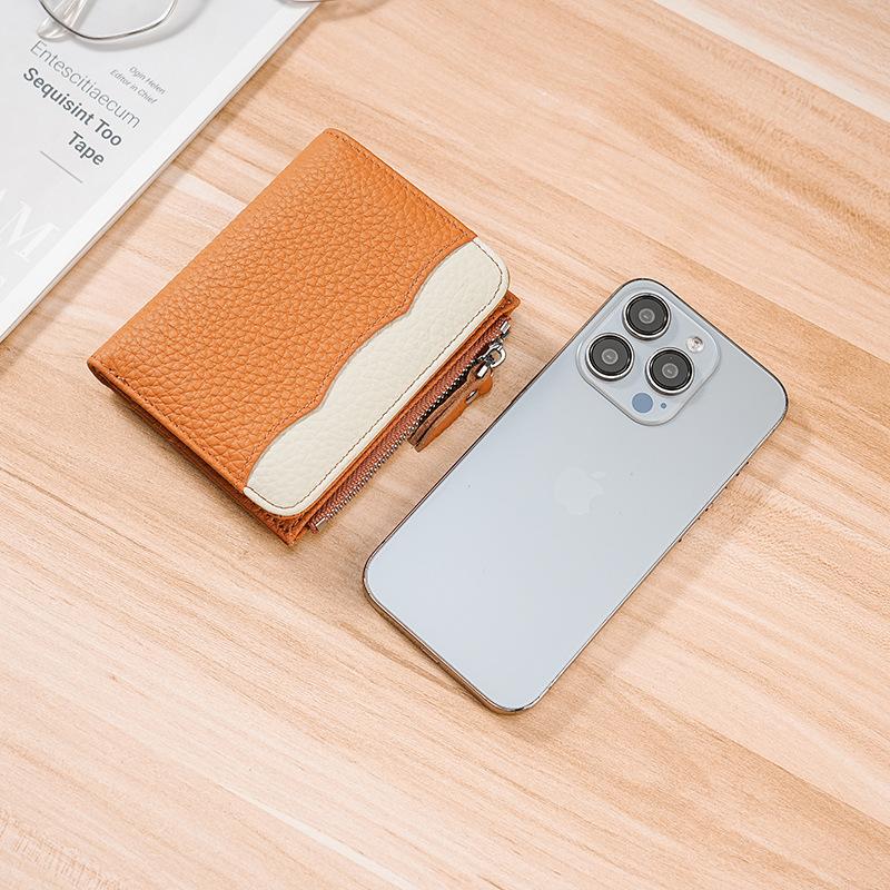 Japan station small wallet women's leather change bag rfid anti-degaussing card clip coin small money bag