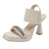 Women Fashion Sexy Chunky Square Toe Platform Pumps Sandals Women Summer New Elastic Rhinestone Platform Party Sandalias Mujer