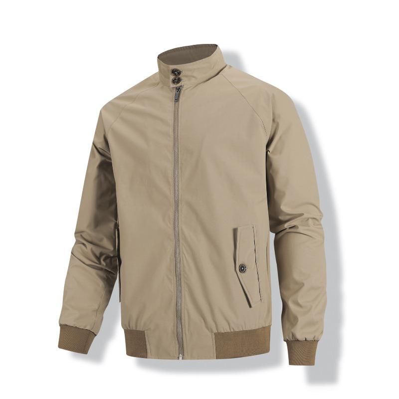 

Однотонная мужская куртка в стиле милитари на весну и осень, повседневная короткая куртка со стойкой, в американском стиле 2XL хаки