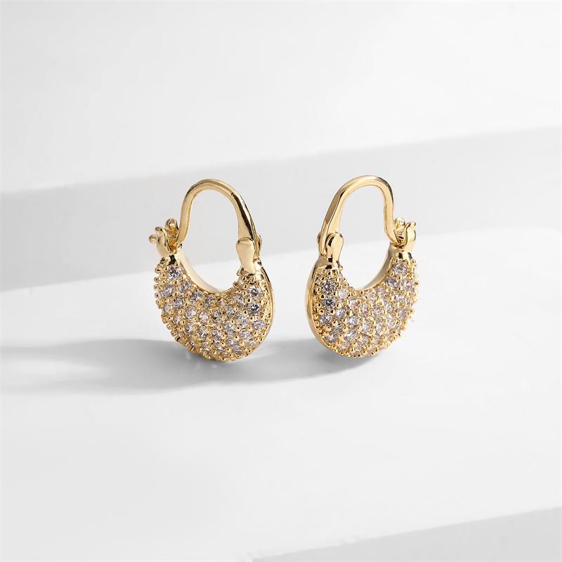 ZAKOL Fashion Gold Color Bag Shape Hoop Earrings for Women Shiny Micro Inlaid Zirconia Earring Daily Work Accessories