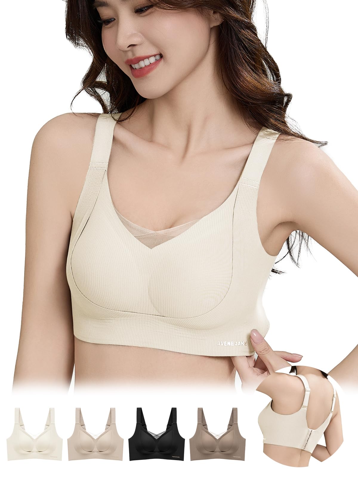 

Беспроводное корректирующее белье Эффективное для предотвращения провисания Похудение Меньше Сетчатый вырез крест-накрест Высокий бок Бесшовное Ночное использование [veimia] Бюстгальтер, Предотвращающий провисание [3D чашка, кремовый