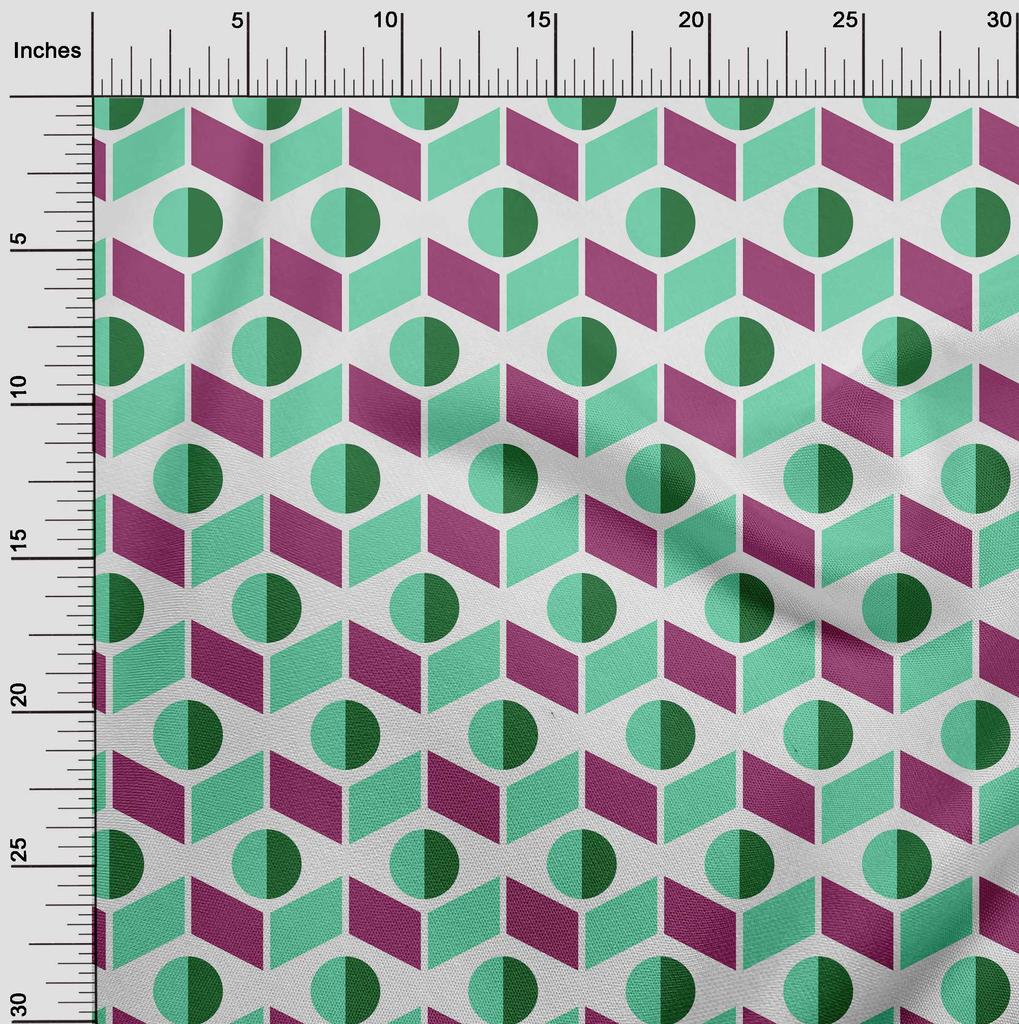 oneOone Georgette Viscose Green Fabric Geometric  Sewing Craft Projects Fabric Prints By Yard 42 Inch