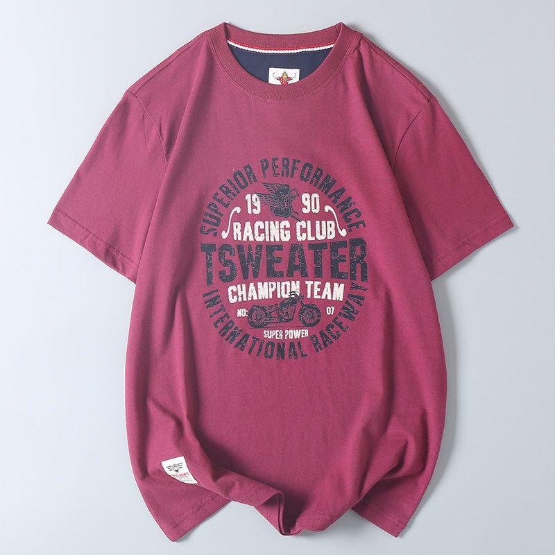Soft and Comfortable! Exported Quality, Label-Cut, Pure Cotton Printed Short-Sleeve T-Shirt for Men, Loose Fit, Casual Round Neck Base Shirt