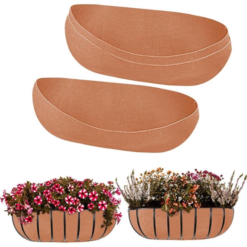 Set of 3 Grooved Felt Window Box Basket Liners Enhances Aeration Plant Container Inserts for Porch Decors Gardening