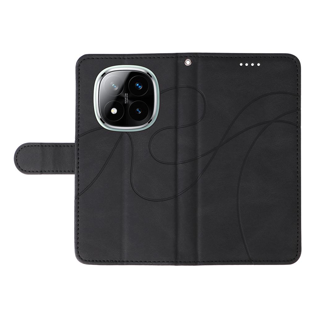 For Xiaomi Redmi Note 14 Pro+ 5G/Note 14 Pro 5G/Poco X7 5G Case Stand Wallet Leather Phone Cover Curved Line Wrist Strap