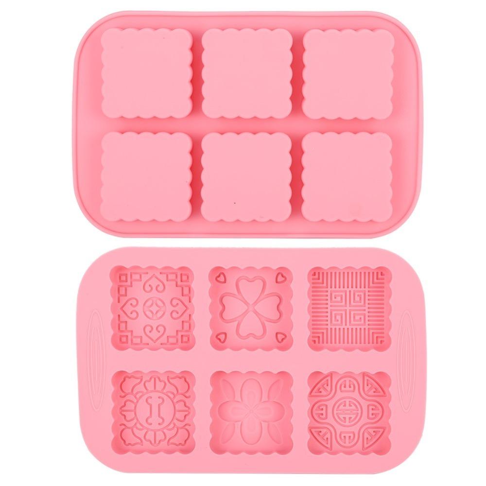 Mooncake Silicone Silicone Mold 6 Cavity Reusable Baking Mold Multi-use Flexible Handmade Mold Baking розовый