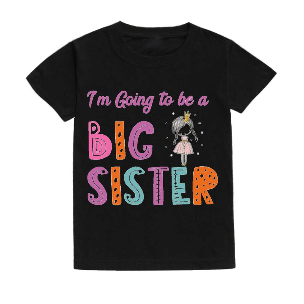 Vou Ser Uma Irmã Mais Velha Estampa Camiseta Infantil Casual Manga Curta Camiseta Infantil Anúncio de Gravidez Roupas para Festa de Família de Feriado