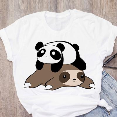Fashion Cute Cartoon Sloth Print Women'S T-Shirt Student Top
