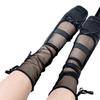 Spring and summer girl butterfly thin transparent tube socks glass silk mesh lace-up stacking socks jk white lace socks