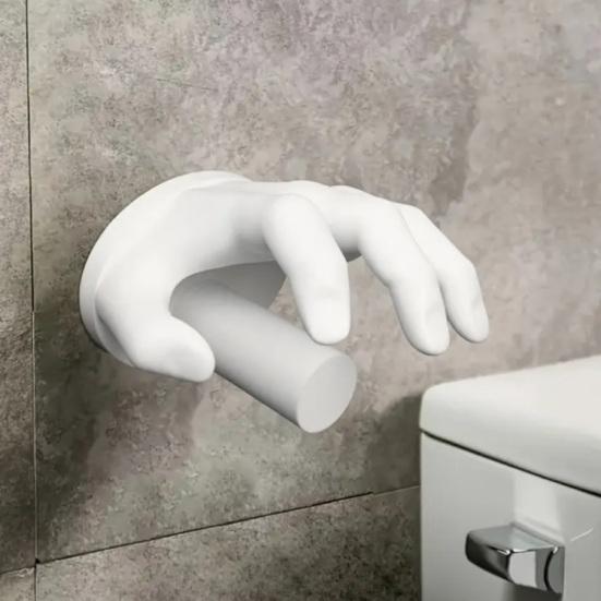 Hand-Shaped Tissue Holder Resin Toilet Paper Roll Stand Easy Installation Bathroom Kitchen Napkin Organizer
