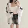 Women's Hooded Long Sleeve Zip Up Cardigan Loose Fit Casual Sheer Mesh Sun Protection Jacket Top