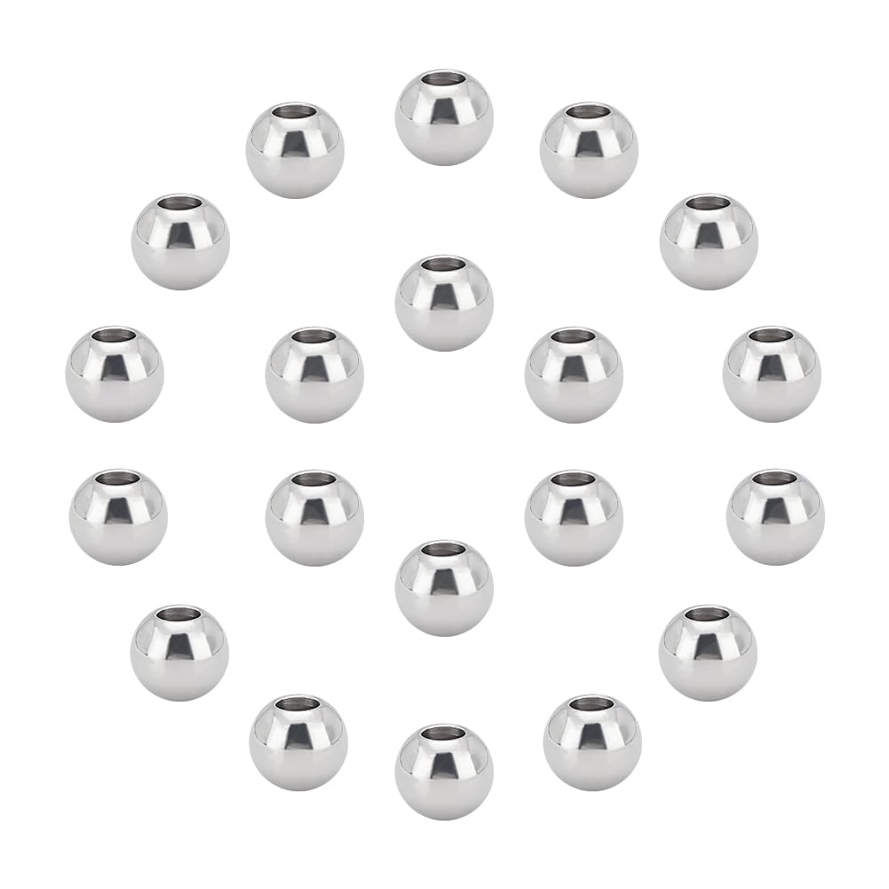 Tarnish Resistant Round 202 Stainless Steel Beads, Stainless Steel Color, 8x6.5mm, Hole: 3.5mm