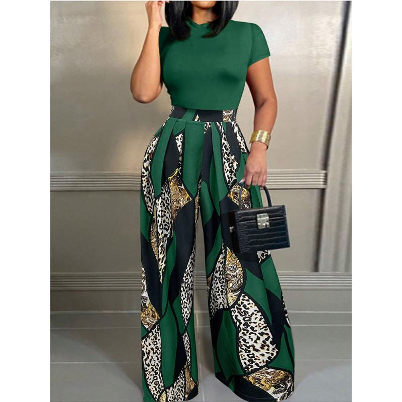 Women's Sleeveless Printed Fashion Set with Versatile Wide-Leg Pants