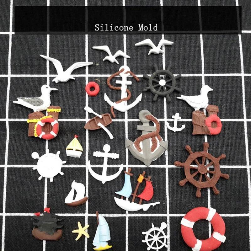 1Pc Seagull Boat Anchor Rudder Mould Silicone Mold Fondant Cake Decorating Tool Gumpaste Sugarcraft Chocolate Baking Accessories