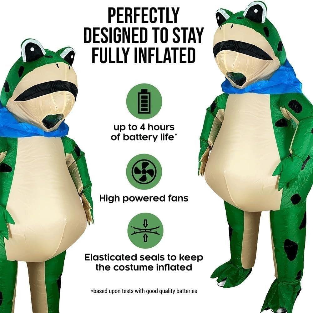 Inflatable Frog Costume Funny Full Body Blow Up Cosplay Costume Suit for Adult Halloween Party Costume for Adult Role Play