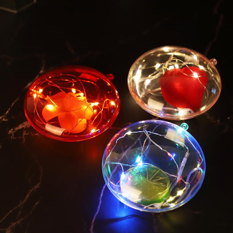 5Pcs Oblate Clear Plastic Ornament 3.5 Inch Christmas Fillable Hanging Flat Balls Bauble DIY Craft Xmas Celebration Decor
