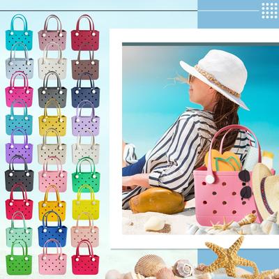 Sac de plage, sac de rangement, sac à main de couleur unie, étanche, trou Eva, grand sac de rangement, fourre-tout d'extérieur, sacs de voyage portables