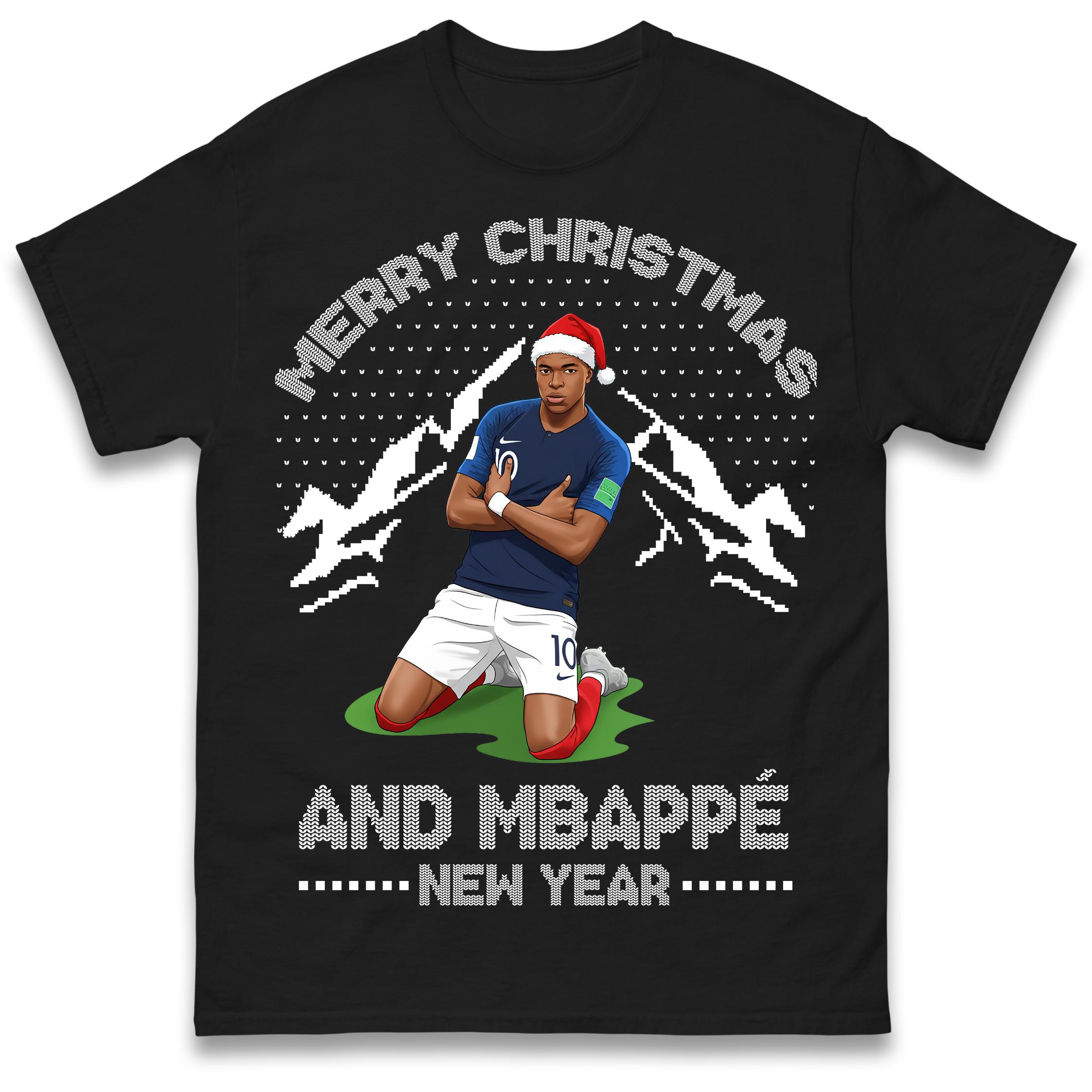 Kylian Mbappe Merry Christmas and Mbappe New Year T Shirt Tshirt Mens Womens Unisex Tops Tees L