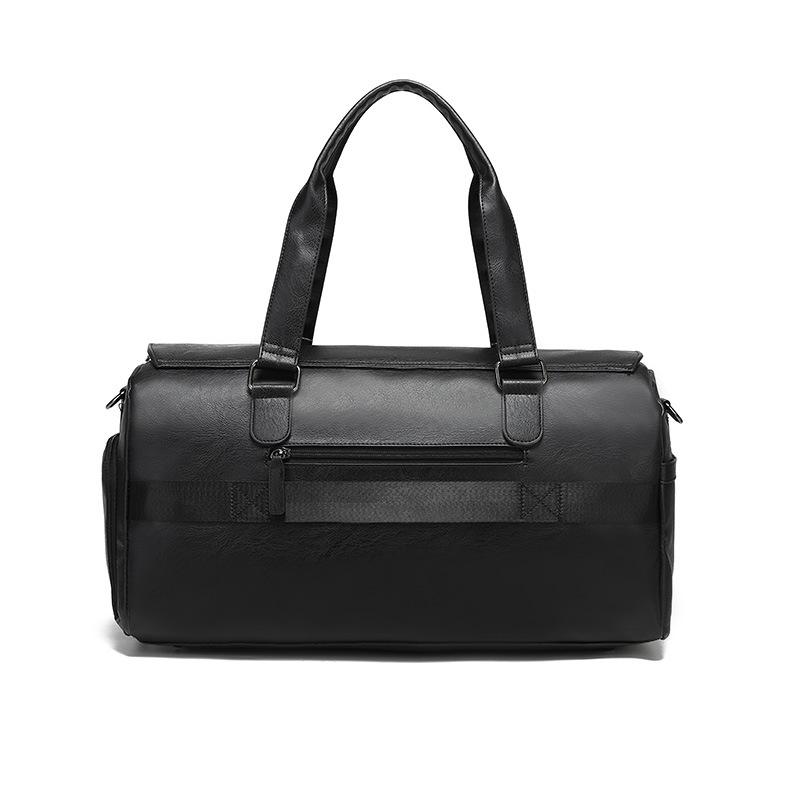 Wear-resistant PU Travel Bag Business Style Solid Color Outdoor Single Shoulder Luggage Storage Bag