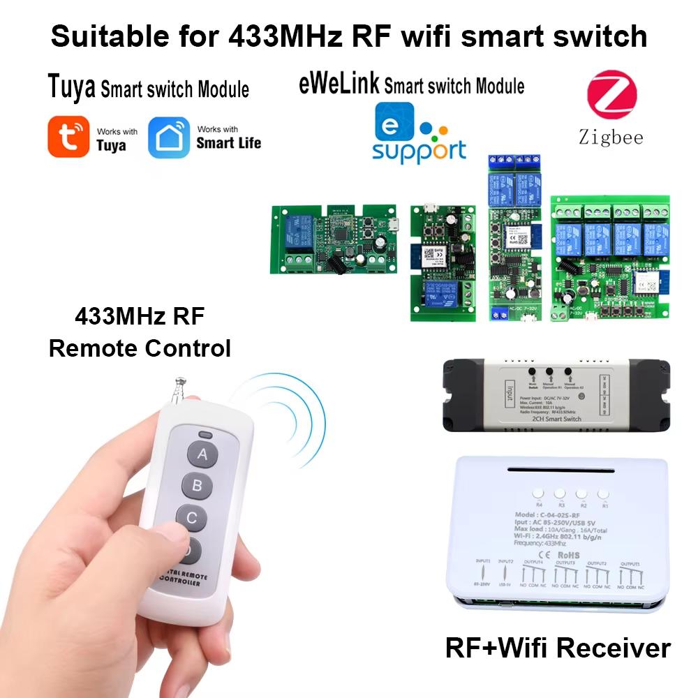Four Button 433MHz Fixed Code Learning 1527 Long Range High Power Wireless Remote Control