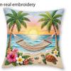 1/4pcs Tropical Paradise Toucan & Hibiscus Throw Pillow Cover Home Farmhouse Outdoor Decoration Cushion Cover