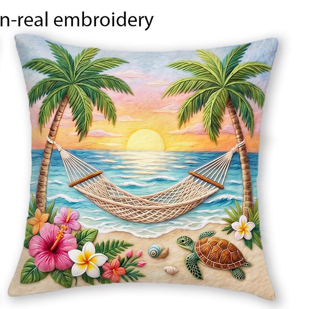 1/4pcs Tropical Paradise Toucan & Hibiscus Throw Pillow Cover Home Farmhouse Outdoor Decoration Cushion Cover