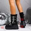 Fashion Comemore Thick Bottom Women's Boots 2025 New Belt Buckle Short Tube Wedges High-heeled Shoes Women Black Punk Gothic Botines