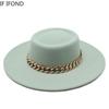 Nowy brytyjski Retro jesienno-zimowy w kształcie pierścienia płaski filcowy kapelusz Fedoras duży okap kobiety ślub kościół jazzowe kapelusze melonik