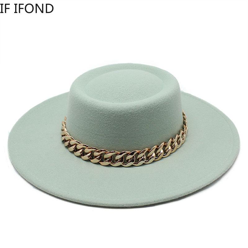 Nowy brytyjski Retro jesienno-zimowy w kształcie pierścienia płaski filcowy kapelusz Fedoras duży okap kobiety ślub kościół jazzowe kapelusze melonik