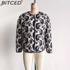 BITCED Women's Autumn/Winter Plus Size Fashion Print Quilted Cotton Jacket