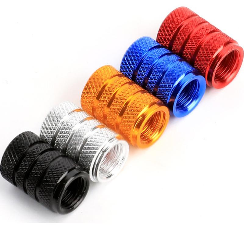 4Pcs/Set Knurling Style Tire Stem Valve Caps Aluminium Car Valve Caps Car Wheel Tires Accessories Stems Covers Auto Styling