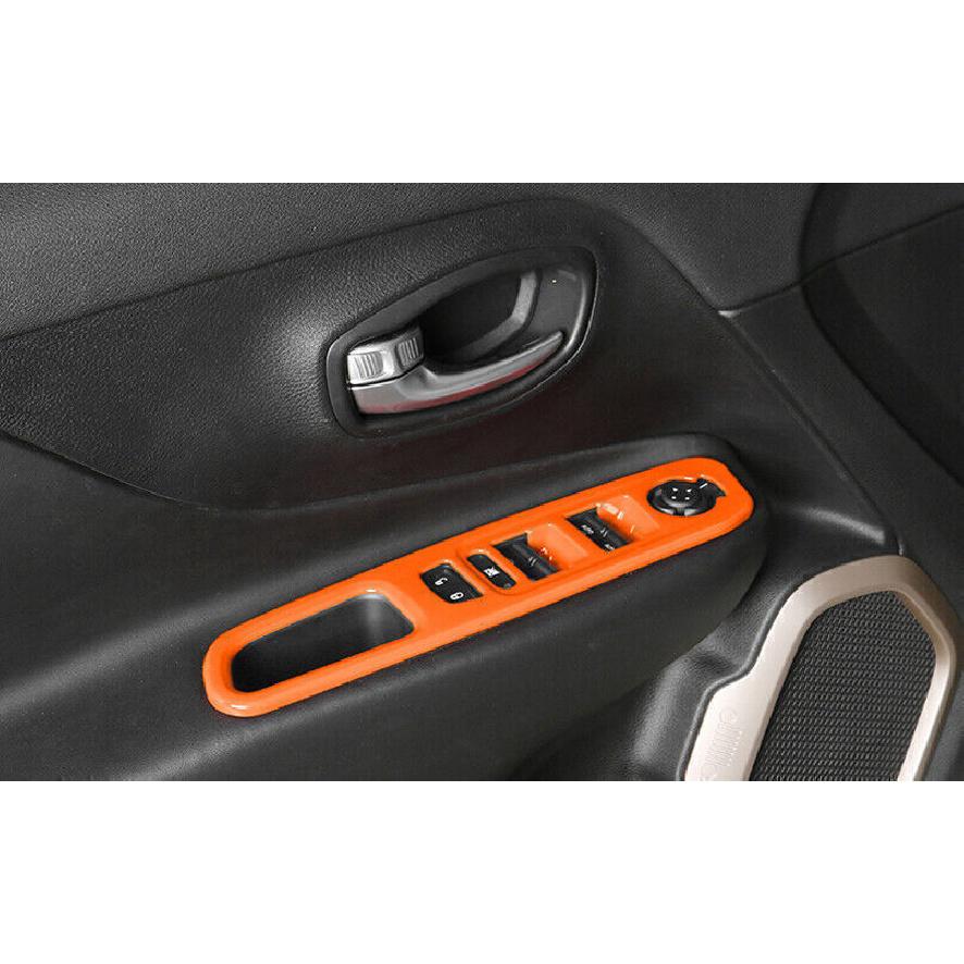For Jeep Renegade 15-2023 Glossy Orange Window Lift Lock Switch Panel Trim 4pc