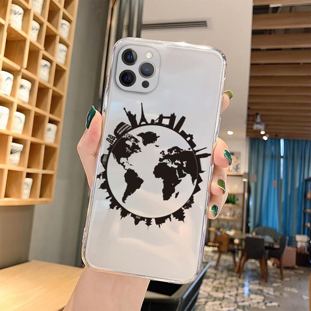 World Map Travel Couple Phone Cover For iPhone 15 14 13 12 11 Pro Max Mini XS XR X 7 8 Plus Cover Shell Silicone Paired Fundas