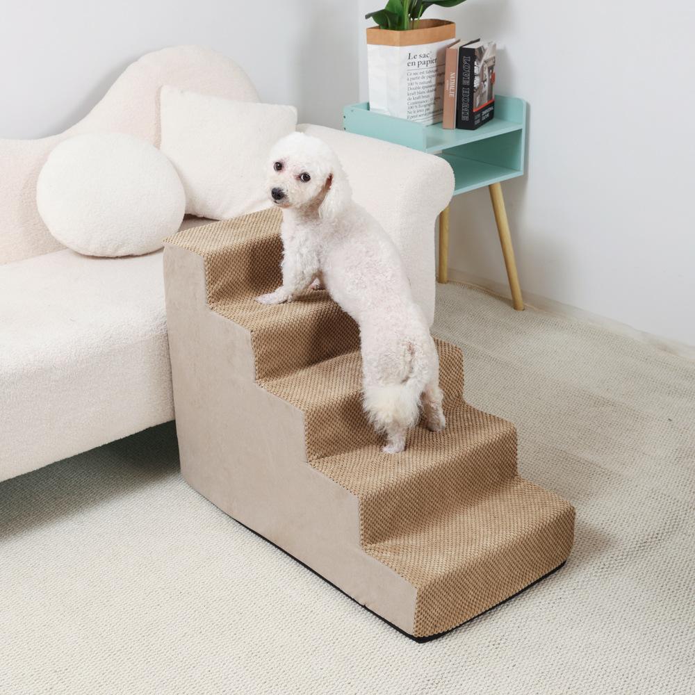 5-Steps Stair Dog/Cat Ramp Ladder Washable Pet Stairs with Removable Cover Memory Foam Sponge Dogs Pet Ramp Stairs Pet Supplies