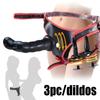 רצועת רתמה דילדואים ריאליסטיים רצועות רצועות מתכווננות דילדו עם 3 דילדו סיליקון אנאלי גירוי נקודת G צעצועי מין לנשים זוגות לסביות