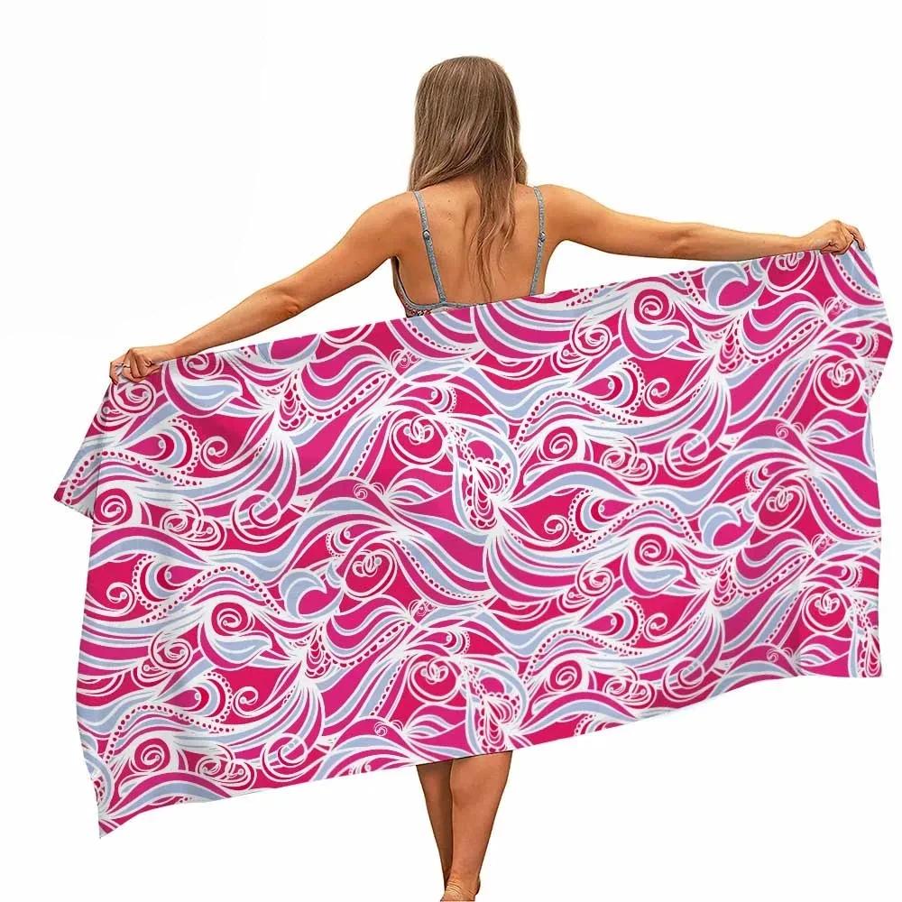 Colourful Japanese Waves Beach Towel Portable Quick Dry Sand Outdoor Towel For Travel Sport Swim Yoga Mat Absorbent Bath Towels