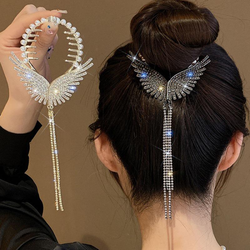 Angel Wings Tassel Hair Clip for Ponytails & Buns