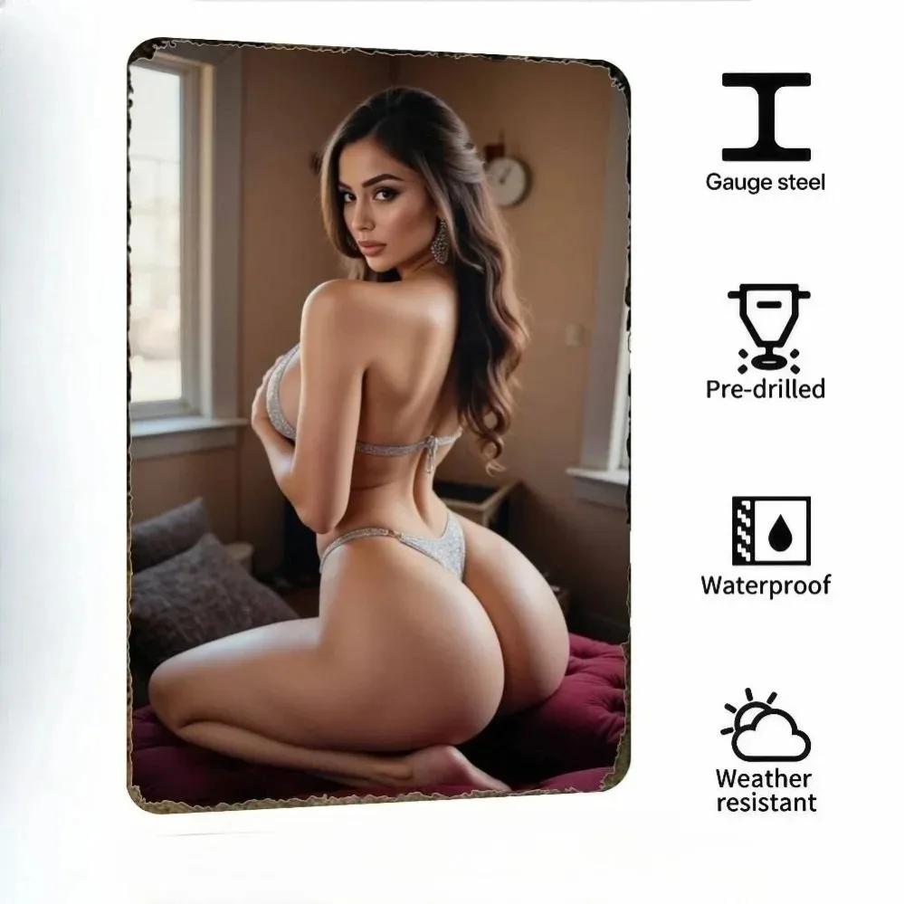 Vackeery Vintage Metalowa Sztuka Ścienna Retro Plakat Kobiety do Wystroju Domu Salonu