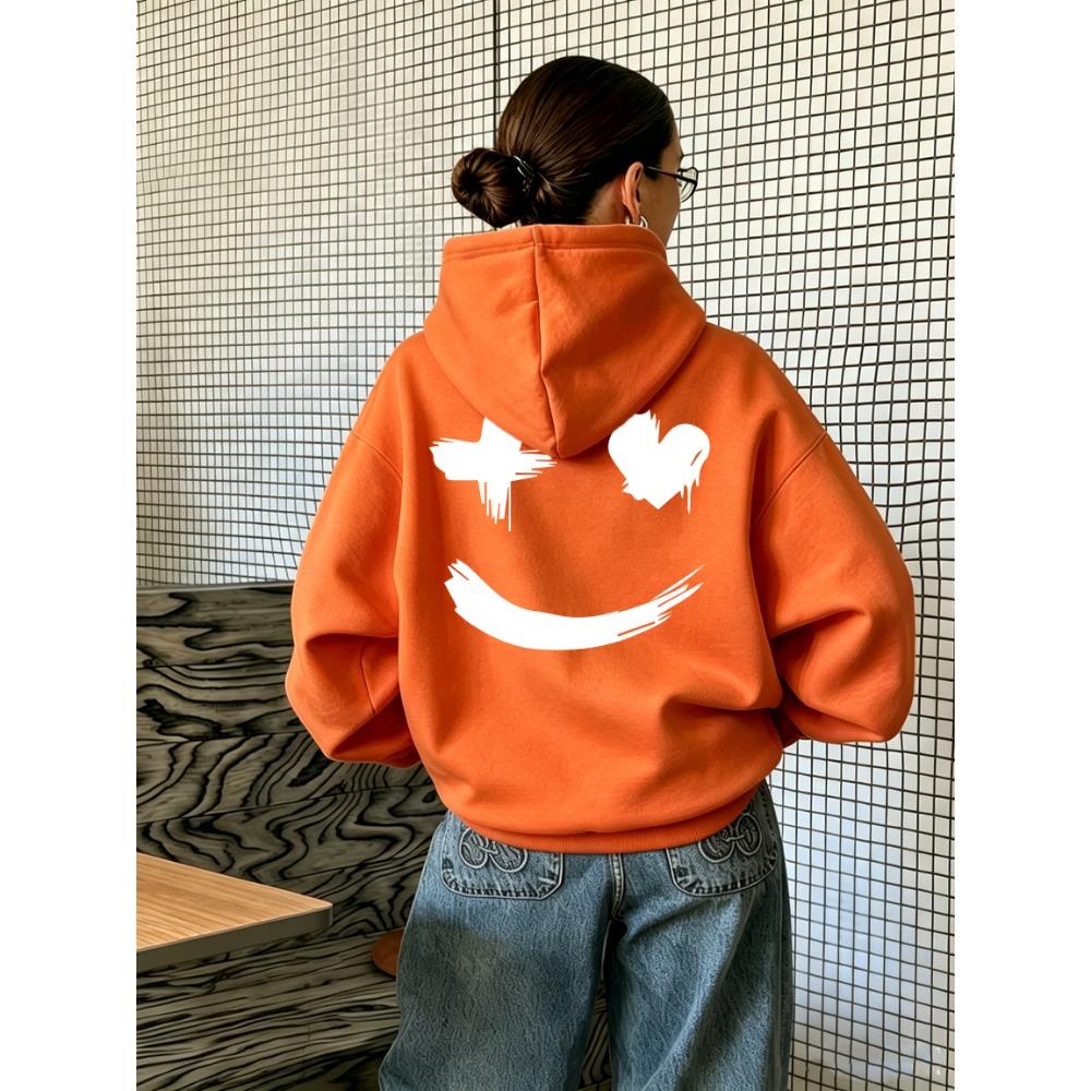 Creative Funny Faceprinting Loose Youth Tops Woman Y2K Casual Hoodies Hip Hop Crewneck Pullovers Comfortable Autumn Streetwear