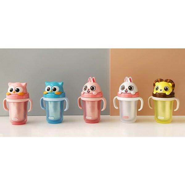 Edison Friends Spill-proof Double Stainless Steel Straw Cup 2 300ml, Rabbit Bunny, 1 Piece