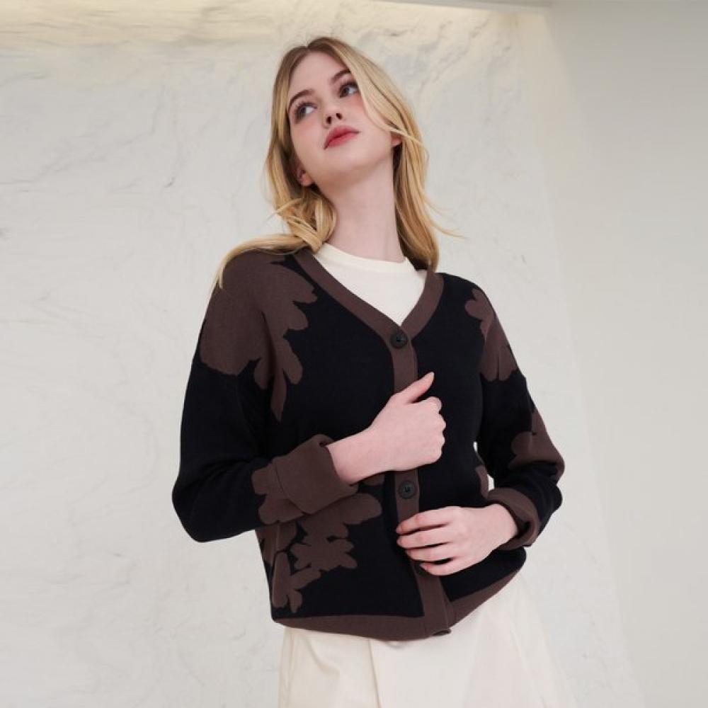 

Lipbbam Organic Cotton Jacquard Cardigan Hk Lcs501 Bkbr 01 PLUS(77-88)