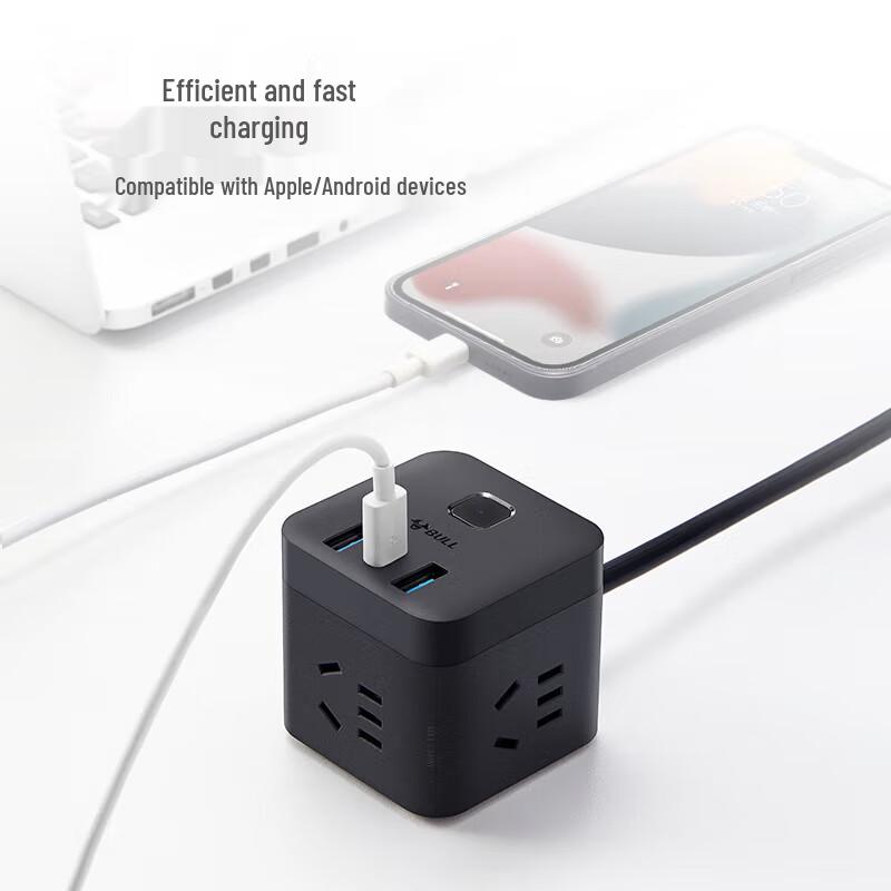 BULL 30W PD Fast Charging Cube Power Strip with USB-C & USB-A Ports CN Plug (adapter Included)