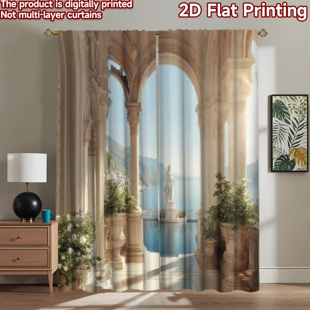 2D Flat Photography Backdrop Background Banner Classical Archway with Statue 100% Polyester Family Party for Suitable for